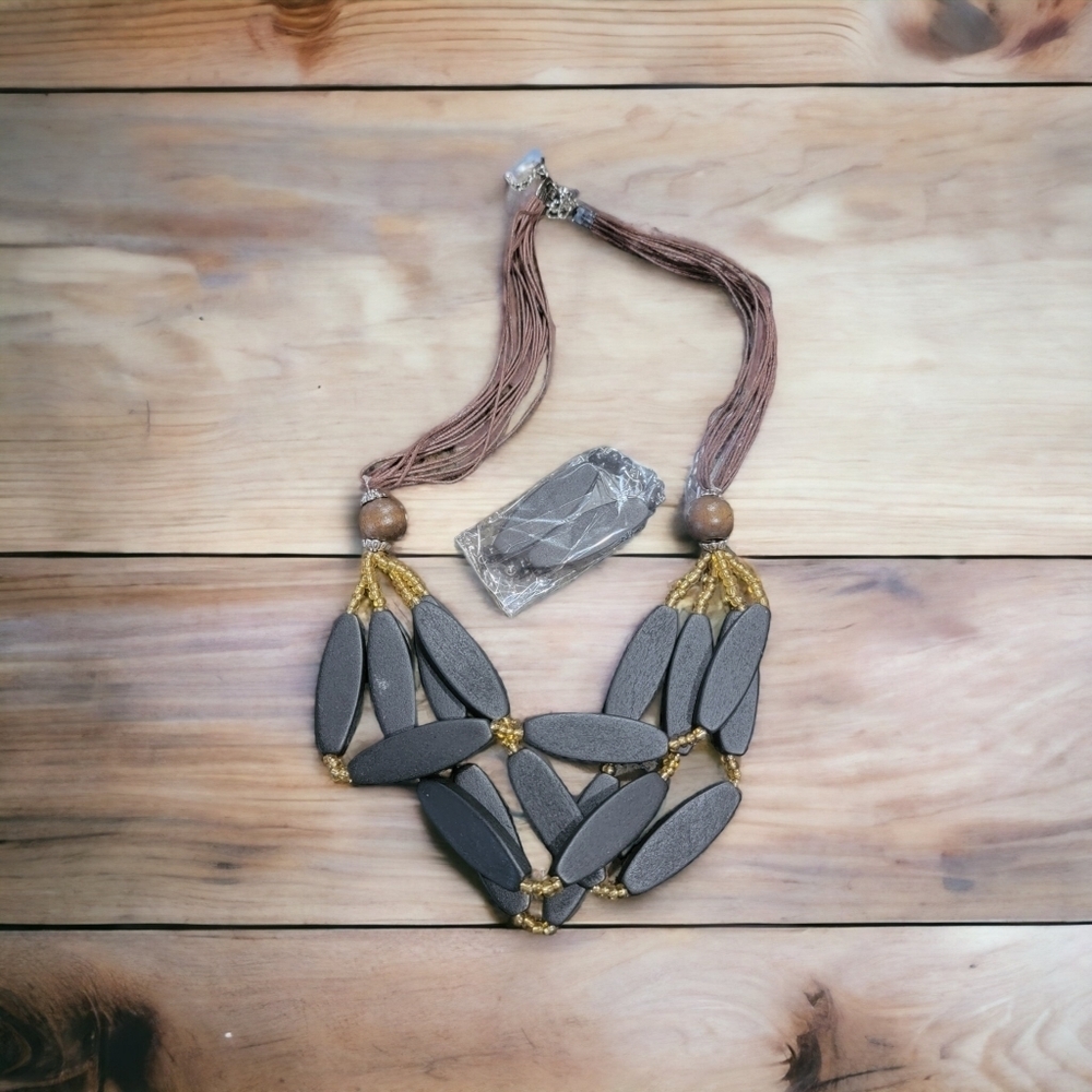 Brown and Black matching necklace and earring set